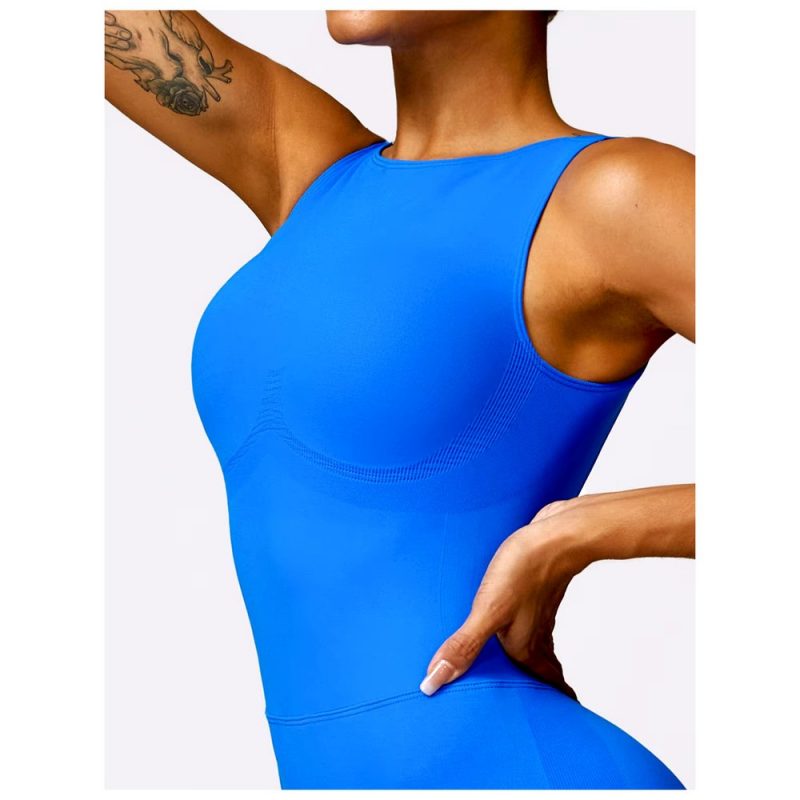 Salopetă fitness damă push-up Albastru – FITINT 214 2025 3