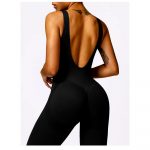 Salopetă fitness damă push-up Negru – FITINT 217 2025 14