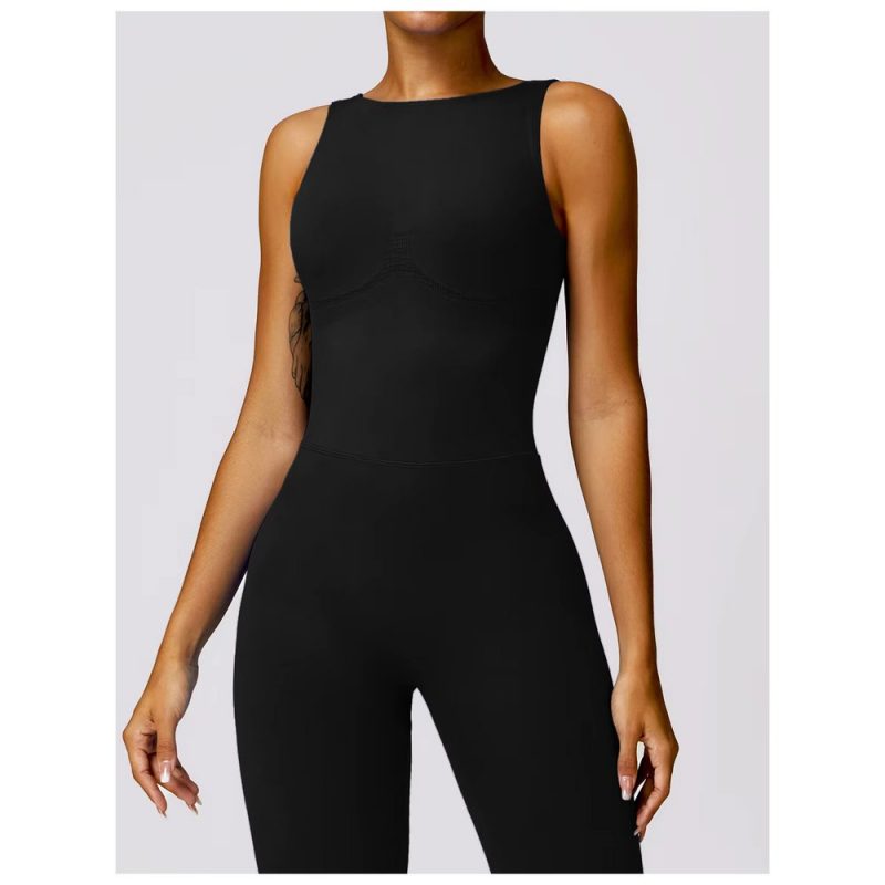 Salopetă fitness damă push-up Negru – FITINT 217 2025 5