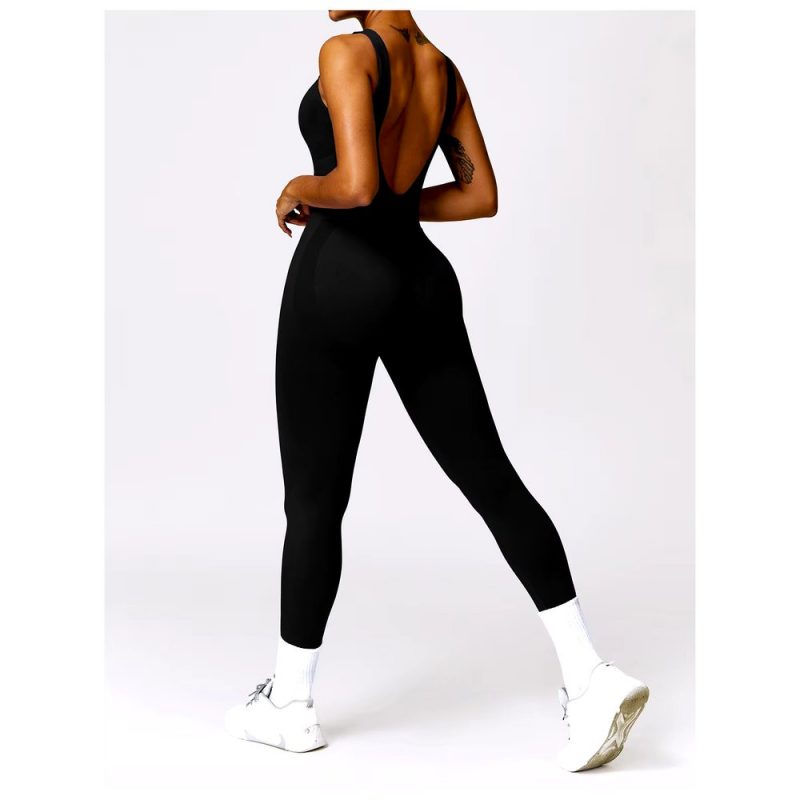Salopetă fitness damă push-up Negru – FITINT 217 2025 7