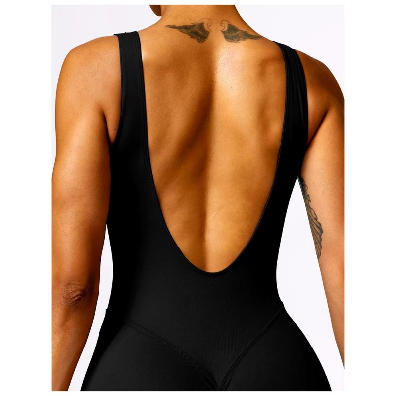 Salopetă fitness damă push-up Negru – FITINT 217 2025 6