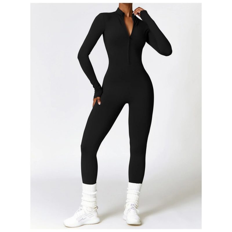 Salopetă fitness damă Negru – FITINT 163 2025 7