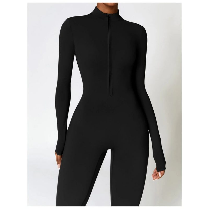 Salopetă fitness damă Negru – FITINT 163 2025 2