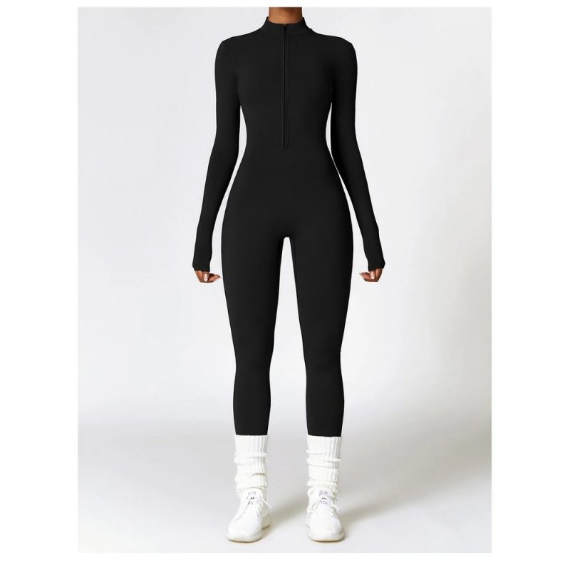 Salopetă fitness damă Negru – FITINT 163 2025 6