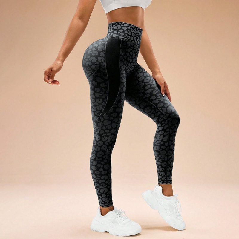 Colanți sport damă push-up talie înaltă Negru – FITINT 001 2025 1