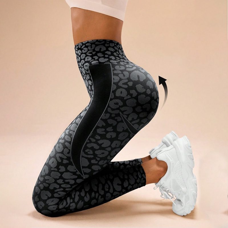 Colanți sport damă push-up talie înaltă Negru – FITINT 001 2025 3