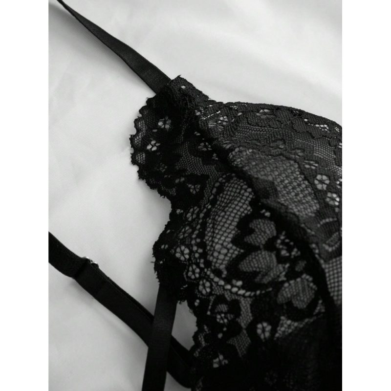 Body dama din dantela cu decolteu adanc FITINT Negru 367 2025 4