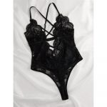Body dama din dantela cu decolteu adanc FITINT Negru 367 2025 14