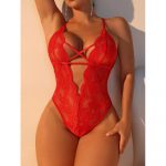 Body dama din dantela cu decolteu adanc FITINT Rosu 367 2025 13