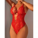 Body dama din dantela cu decolteu adanc FITINT Rosu 367 2025 11