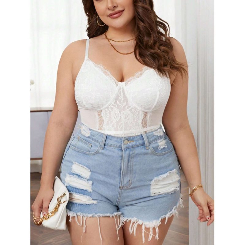 Body din dantela Marimi Mari FITINT Alb 371 2025 3