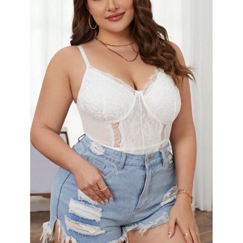 Body din dantela Marimi Mari FITINT Alb 371 2025 1