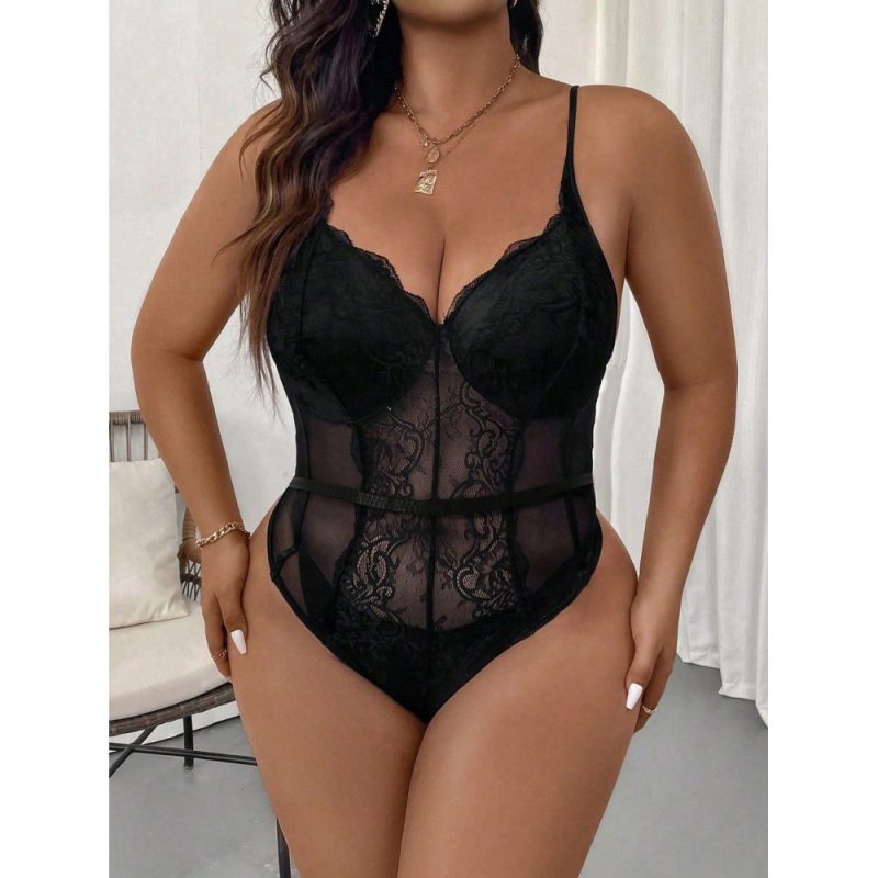 Body din dantela Marimi Mari FITINT Negru 003 2025 5