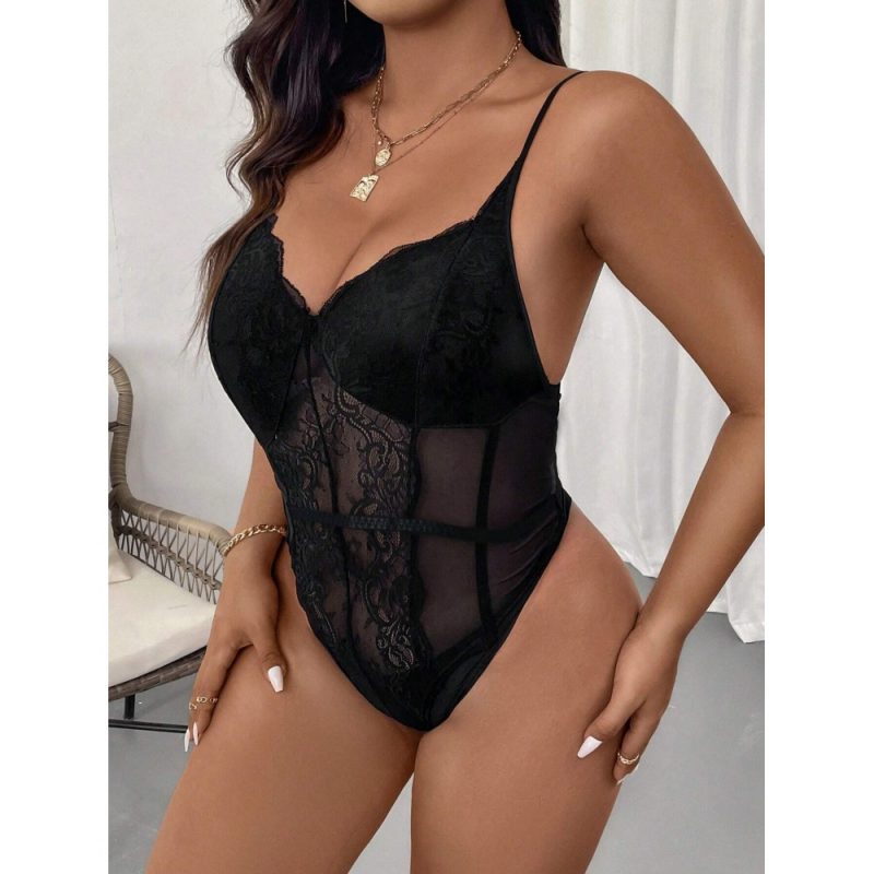 Body din dantela Marimi Mari FITINT Negru 003 2025 2