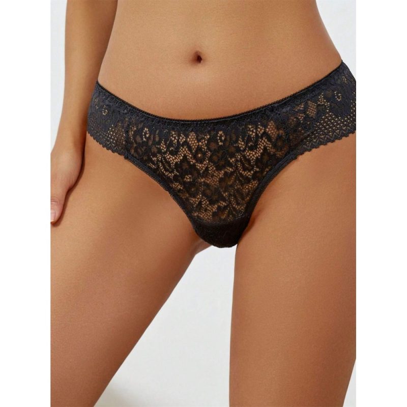 Chiloti tanga sexy din dantela FITINT Negru 243 2025 2