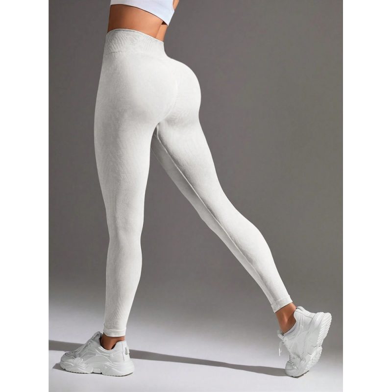 Colanți sport damă push-up talie înaltă Alb – FITINT 008 2025 7
