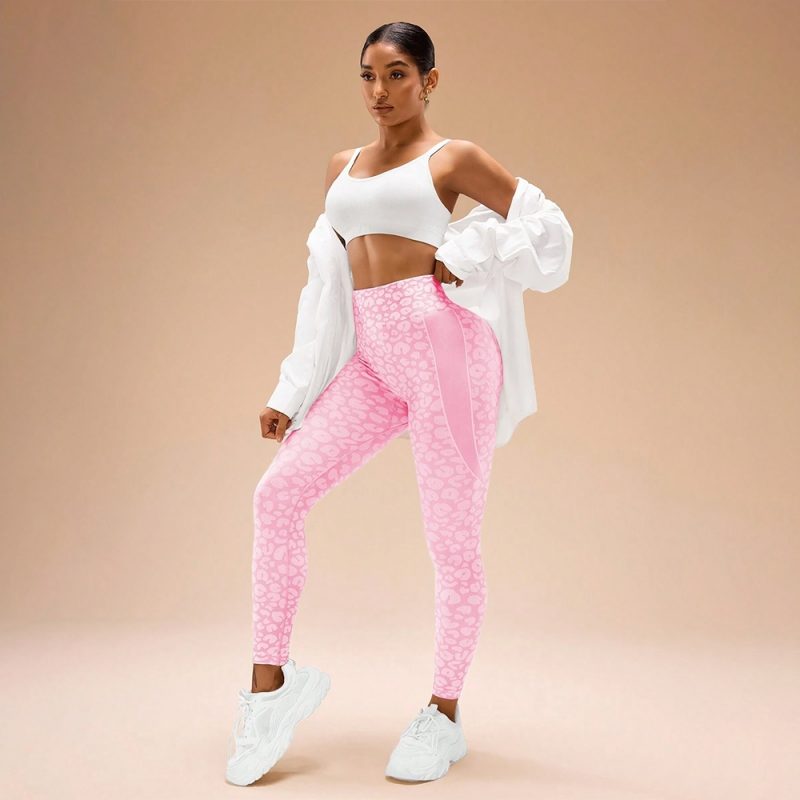 Colanți sport damă push-up talie înaltă Roz – FITINT 209 2025 4