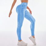Colanți sport damă push-up talie înaltă Albastru – FITINT 244 2025 18