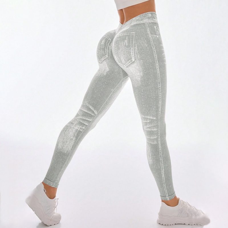 Colanți sport damă push-up talie înaltă Gri – FITINT 244 2025 4