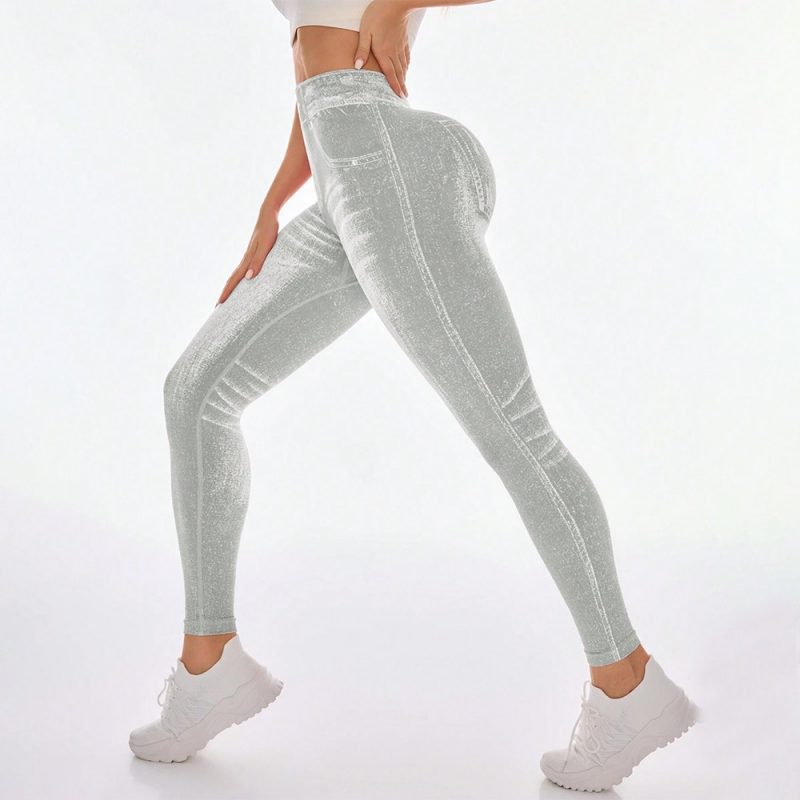 Colanți sport damă push-up talie înaltă Gri – FITINT 244 2025 6