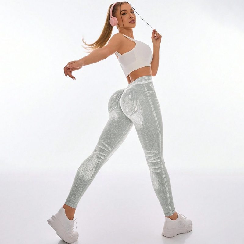 Colanți sport damă push-up talie înaltă Gri – FITINT 244 2025 1