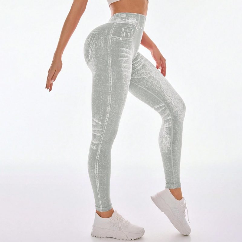 Colanți sport damă push-up talie înaltă Gri – FITINT 244 2025 2