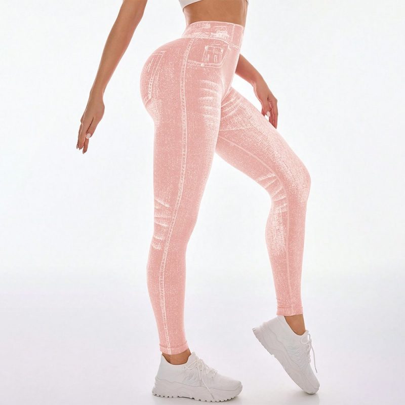 Colanți sport damă push-up talie înaltă Roz – FITINT 244 2025 7