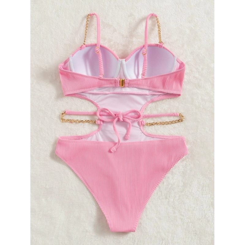 Costum de baie damă push-up întreg Roz – FITINT 064 2025 4
