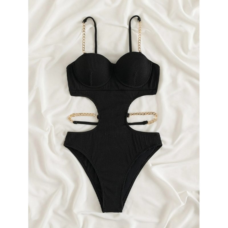 Costum de baie damă push-up întreg Negru – FITINT 064 2025 5