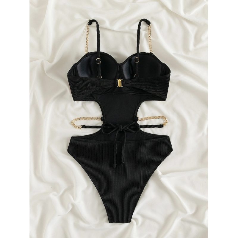 Costum de baie damă push-up întreg Negru – FITINT 064 2025 6