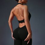 Salopetă fitness damă push-up Negru – FITINT 130 2025 11