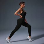 Salopetă fitness damă push-up Negru – FITINT 130 2025 7