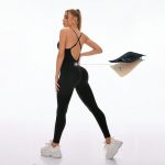 Salopetă fitness damă fără cusături push-up Negru – FITINT 204 2025 14