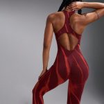 Salopetă fitness damă push-up Rosu – FITINT 081 2025 12