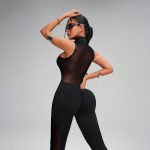 Salopetă fitness damă push-up Negru – FITINT 200 2025 16