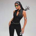 Salopetă fitness damă push-up Negru – FITINT 200 2025 10