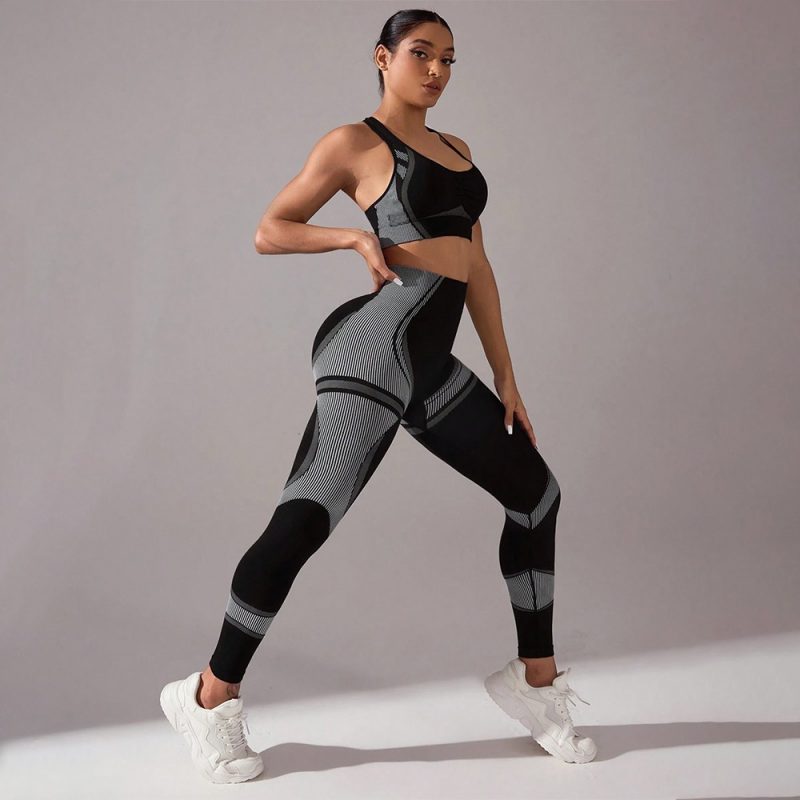 Compleu set sport damă push-up talie înaltă Negru – FITINT 242 2025 4