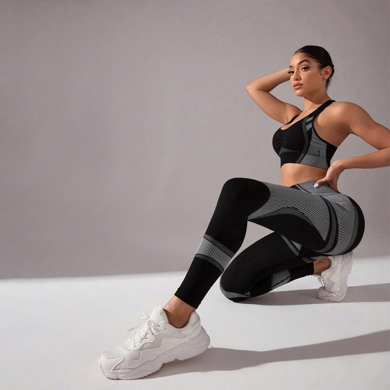 Compleu set sport damă push-up talie înaltă Negru – FITINT 242 2025 6