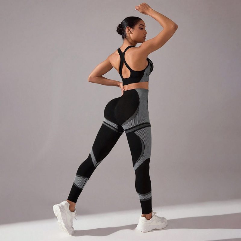 Compleu set sport damă push-up talie înaltă Negru – FITINT 242 2025 7