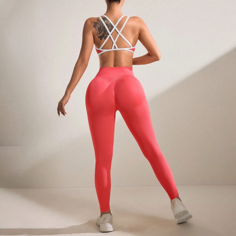 Compleu set sport damă fără cusături Roz – FITINT 082 2025 4