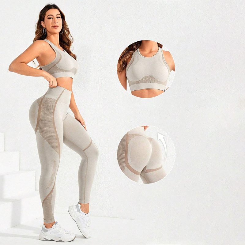 Compleu set sport damă push-up talie înaltă Gri – FITINT 246 2025 3