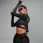 Bustieră sport damă material elastic Negru – FITINT 402 2025 12