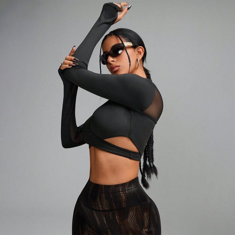 Bustieră sport damă material elastic Negru – FITINT 402 2025 3