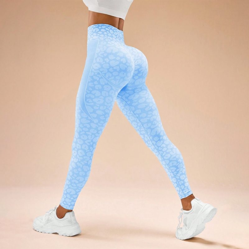 Colanți sport damă push-up talie înaltă Albastru – FITINT 007 2025 2