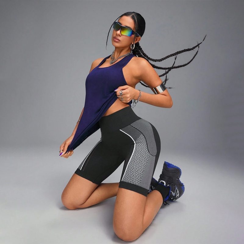 Colanți scurți sport damă push-up talie înaltă Negru – FITINT 162 2025 3