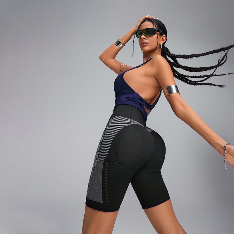 Colanți scurți sport damă push-up talie înaltă Negru – FITINT 162 2025 4