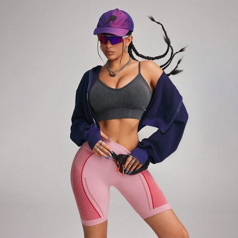 Colanți scurți sport damă push-up talie înaltă Roz – FITINT 162 2025 1