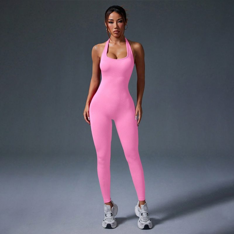 Salopetă fitness damă push-up Roz – FITINT 130 2025 3