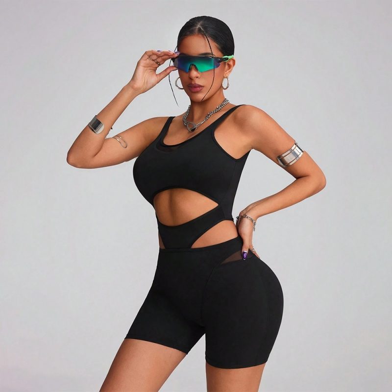 Salopetă fitness damă Negru – FITINT 424 2025 1