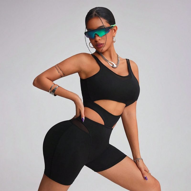 Salopetă fitness damă Negru – FITINT 424 2025 6